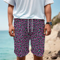 Purple And Teal Leopard Pattern Print Men's Cargo Shorts