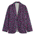 Purple And Teal Leopard Pattern Print Men's Cotton Blazer
