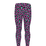 Purple And Teal Leopard Pattern Print Men's leggings