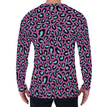Purple And Teal Leopard Pattern Print Men's Long Sleeve T-Shirt