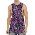 Purple And Teal Leopard Pattern Print Men's Muscle Tank Top