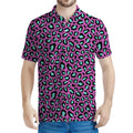 Purple And Teal Leopard Pattern Print Men's Polo Shirt