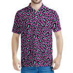 Purple And Teal Leopard Pattern Print Men's Polo Shirt
