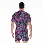 Purple And Teal Leopard Pattern Print Men's Rompers