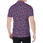 Purple And Teal Leopard Pattern Print Men's Shirt