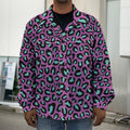 Purple And Teal Leopard Pattern Print Men's Shirt Jacket