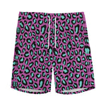Purple And Teal Leopard Pattern Print Men's Sports Shorts