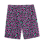 Purple And Teal Leopard Pattern Print Men's Sports Shorts