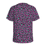 Purple And Teal Leopard Pattern Print Men's Sports T-Shirt