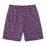 Purple And Teal Leopard Pattern Print Men's Swim Trunks