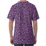 Purple And Teal Leopard Pattern Print Men's Velvet T-Shirt