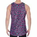 Purple And Teal Leopard Pattern Print Men's Velvet Tank Top