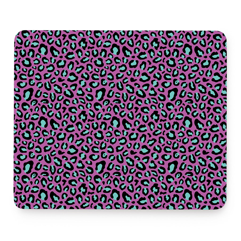 Purple And Teal Leopard Pattern Print Mouse Pad