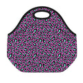 Purple And Teal Leopard Pattern Print Neoprene Lunch Bag