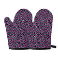 Purple And Teal Leopard Pattern Print Oven Mitts