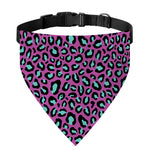 Purple And Teal Leopard Pattern Print Over The Collar Dog Bandana
