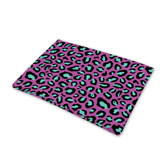 Purple And Teal Leopard Pattern Print Pet Cooling Mat Cover