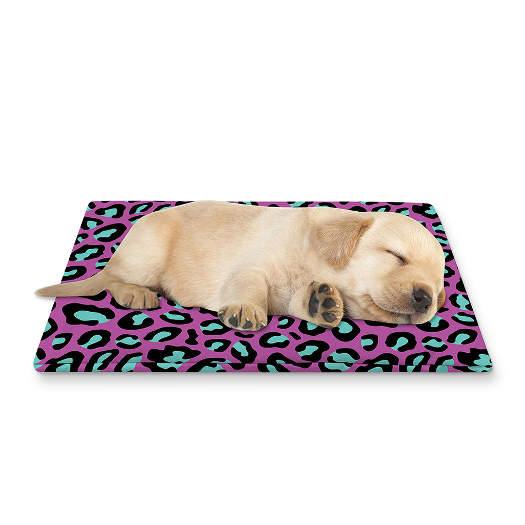 Purple And Teal Leopard Pattern Print Pet Cooling Mat Cover