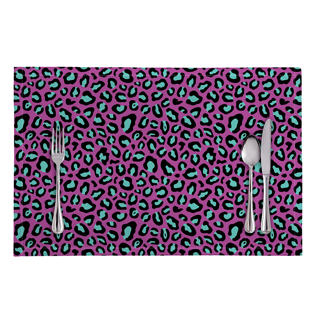Purple And Teal Leopard Pattern Print Placemat
