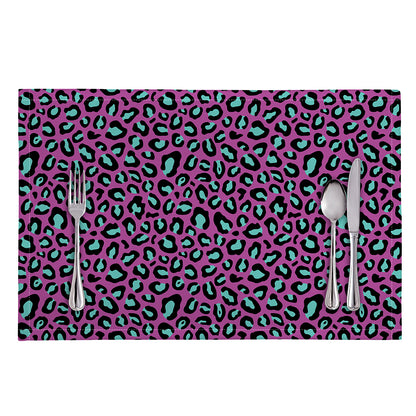 Purple And Teal Leopard Pattern Print Placemat