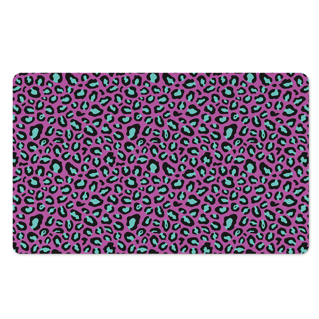 Purple And Teal Leopard Pattern Print Polyester Doormat