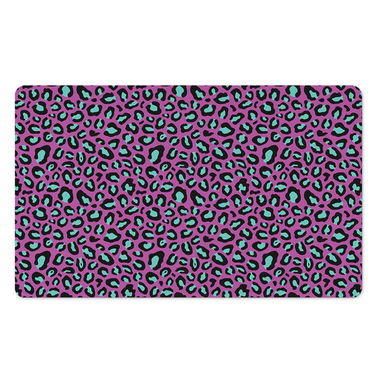 Purple And Teal Leopard Pattern Print Polyester Doormat