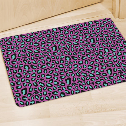 Purple And Teal Leopard Pattern Print Polyester Doormat