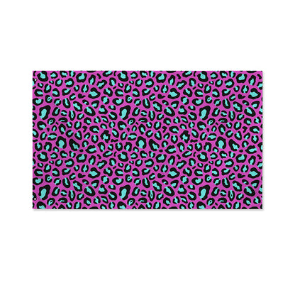 Purple And Teal Leopard Pattern Print Polyester Flag