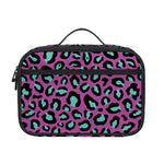 Purple And Teal Leopard Pattern Print Portable Lunch Bag