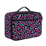 Purple And Teal Leopard Pattern Print Portable Lunch Bag