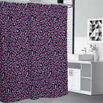 Purple And Teal Leopard Pattern Print Premium Shower Curtain