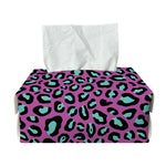 Purple And Teal Leopard Pattern Print Rectangle Tissue Box Cover