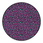 Purple And Teal Leopard Pattern Print Round Floor Mat