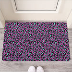 Purple And Teal Leopard Pattern Print Rubber Doormat