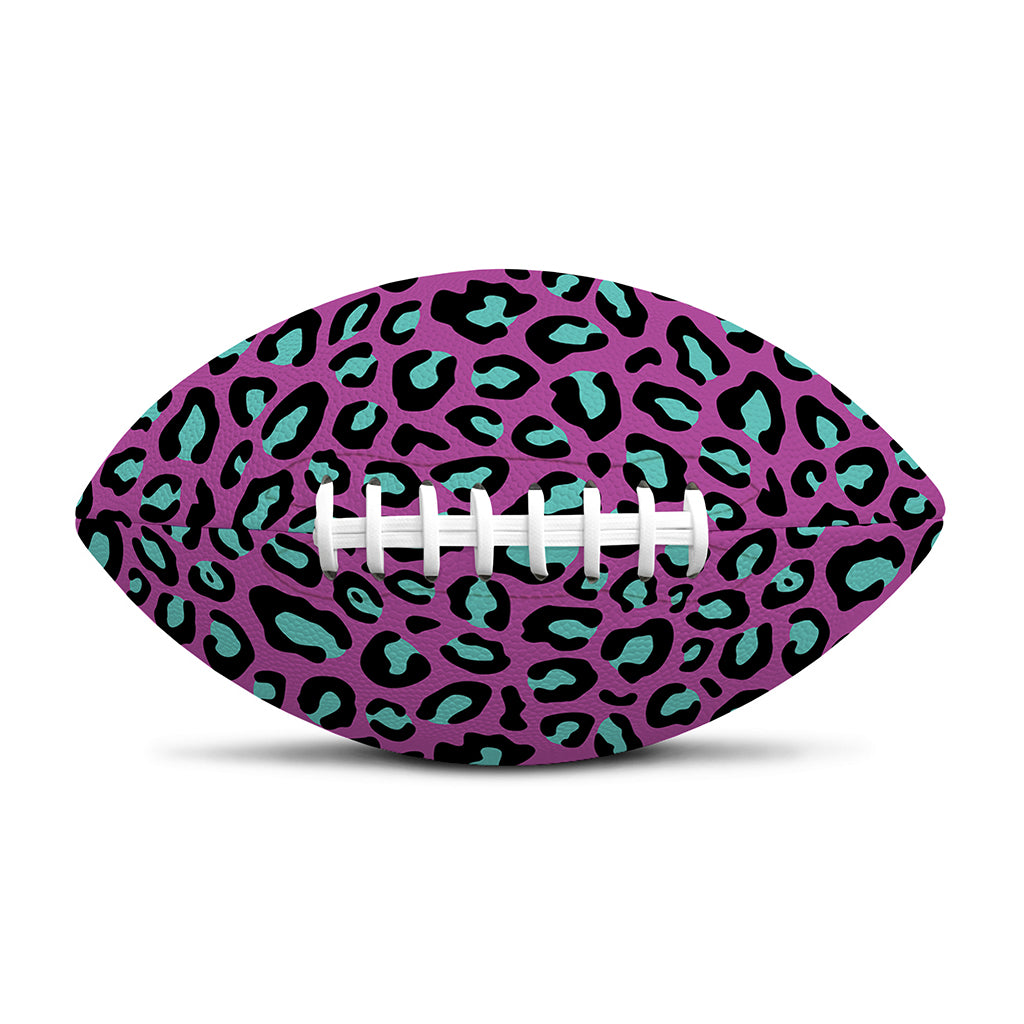 Purple And Teal Leopard Pattern Print Rugby Ball