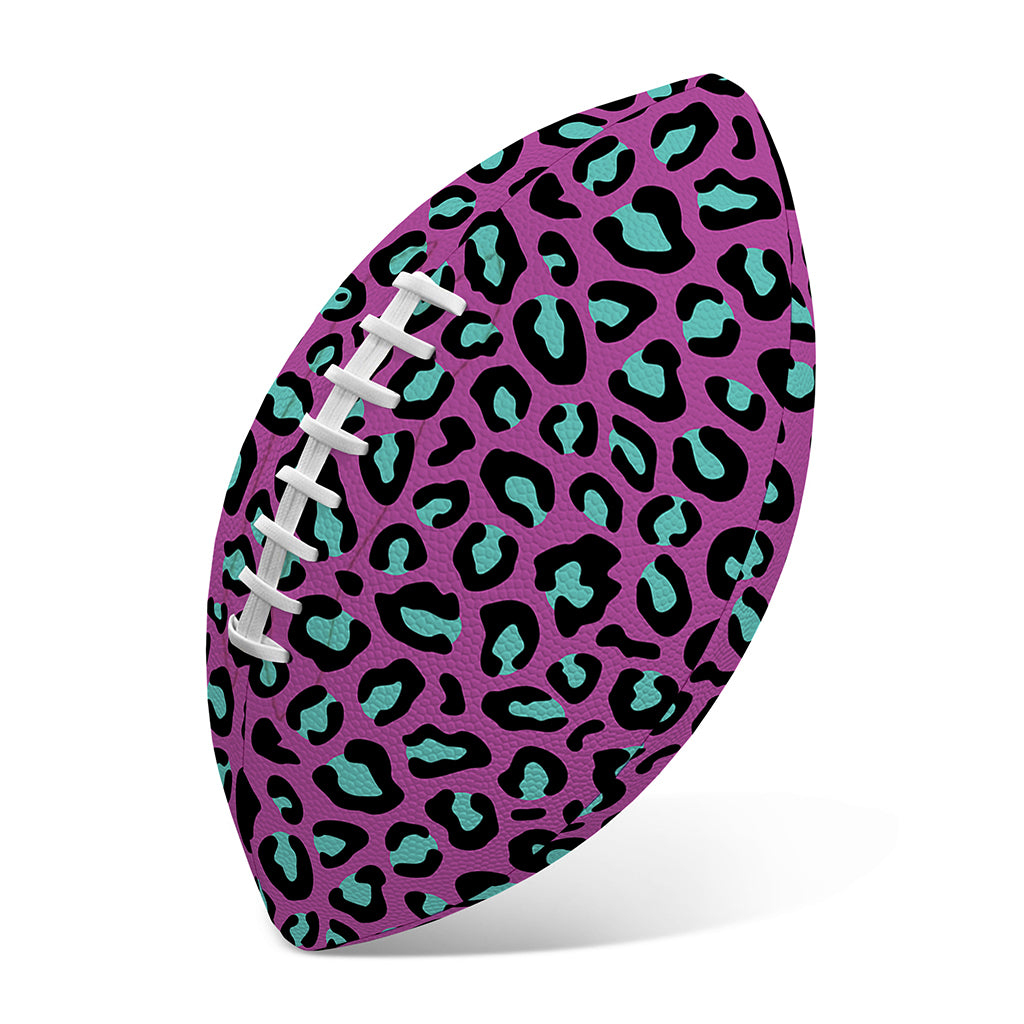 Purple And Teal Leopard Pattern Print Rugby Ball