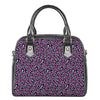 Purple And Teal Leopard Pattern Print Shoulder Handbag