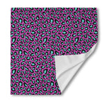 Purple And Teal Leopard Pattern Print Silk Bandana