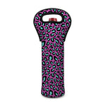 Purple And Teal Leopard Pattern Print Single Neoprene Wine Tote