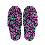Purple And Teal Leopard Pattern Print Slippers