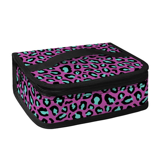 Purple And Teal Leopard Pattern Print Small Lunch Bag