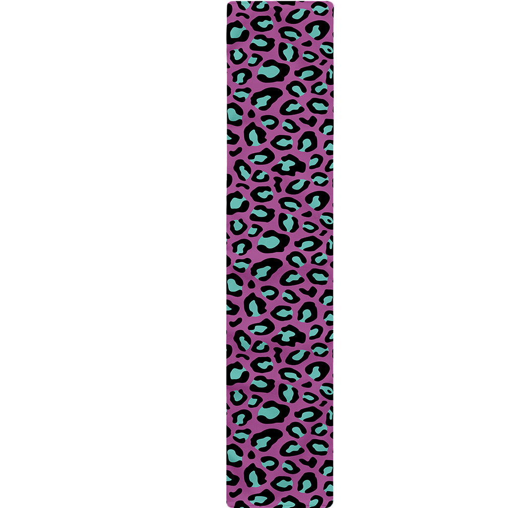 Purple And Teal Leopard Pattern Print Table Runner