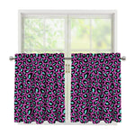 Purple And Teal Leopard Pattern Print Tier Curtains