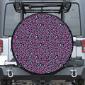 Purple And Teal Leopard Pattern Print Tire Cover