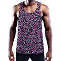 Purple And Teal Leopard Pattern Print Men's Workout Tank Top