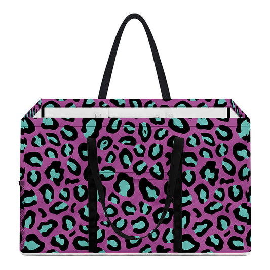 Purple And Teal Leopard Pattern Print Utility Tote Bag
