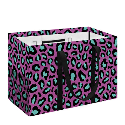 Purple And Teal Leopard Pattern Print Utility Tote Bag