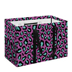 Purple And Teal Leopard Pattern Print Utility Tote Bag