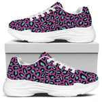 Purple And Teal Leopard Pattern Print White Chunky Shoes