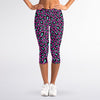 Purple And Teal Leopard Pattern Print Women's Capri Leggings